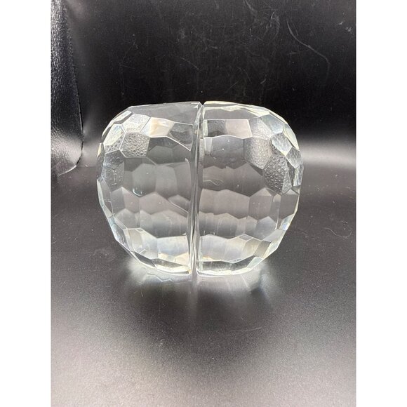 Set Of Two Large Clear Crystal Faceted Half Egg Paperweights - Picture 5 of 9